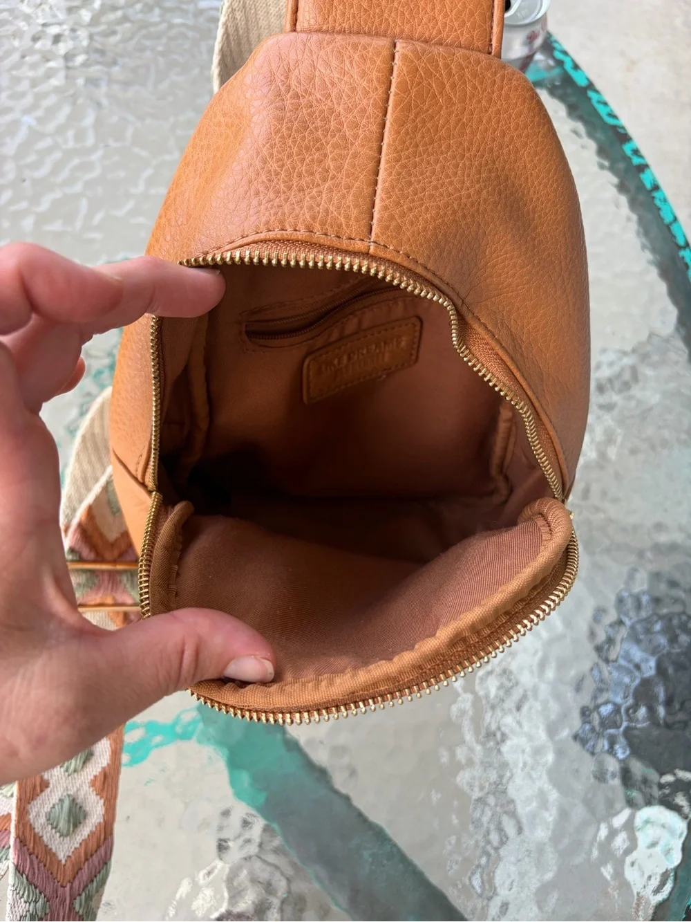 Boho Brown Faux Leather Sling Backpack/Purse